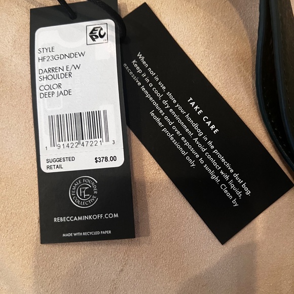 Rebecca Minkoff Darren E/W Leather Shoulder Bag NWT Deep Jade OS - Picture 6 of 10